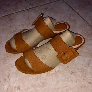 Felt Open Toe Wedges
